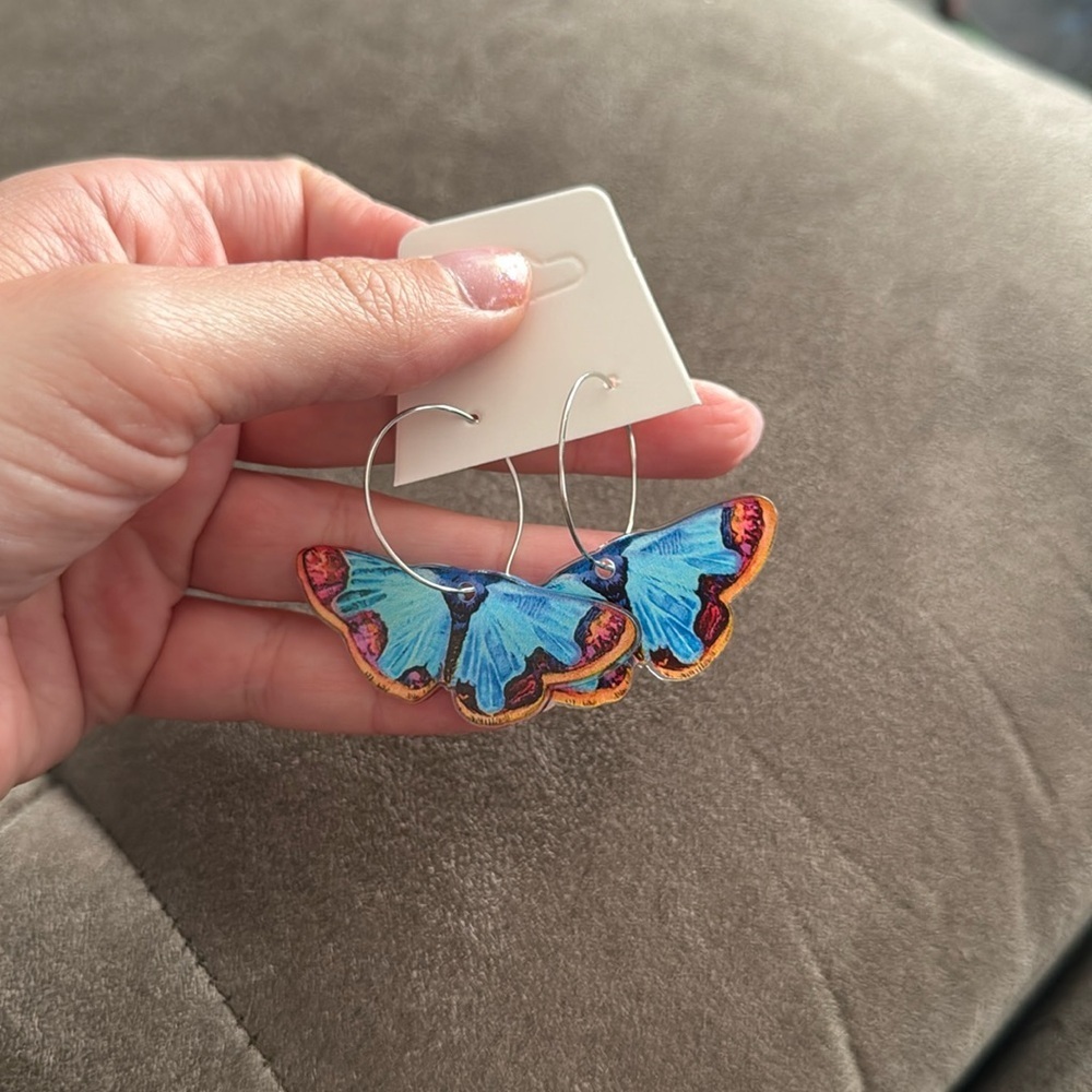 🛍️BUNDLE 3 for $17 cute earrings mini kawaii food candy animal BLUE BUTTERFLIES